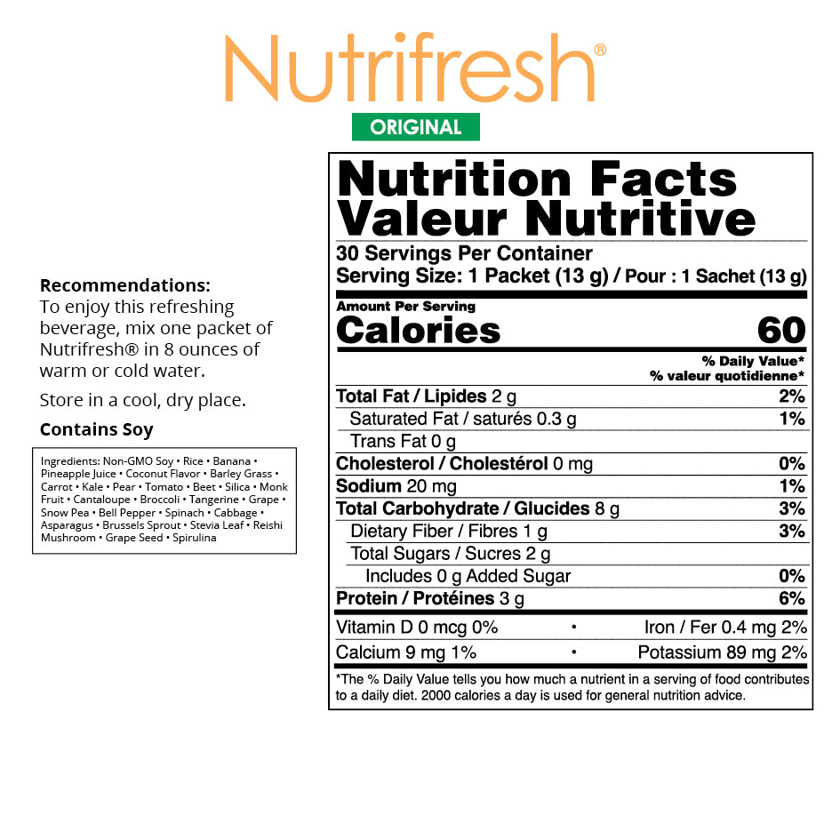 Nutrifresh Original – Smoothie Végétal Lyophilisé Sans Sucre Ajouté